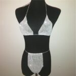 Bling Strass Fishnet Bikini: Sexy 2-teiliges Outfit für Damen, Halter-BH und Panty, verführerische Bademode für Frauen. – Bild 6