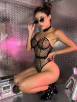Sexy Bodysuit mit Halsband für Frauen Unterwäsche - Sinnliche Dessous mit Herz Polka Dot Design – Bild 5