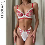 Phantasie Dessous Floral Stickerei Unterwäsche Voll Transparent Spitze Intime Set Frau 2 tlg. Nahtlose BH Outfits