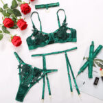 Sinnliche Weibliche Dessous Hohl Sexy Brust Öffnen Unterwäsche Erotische Sissy Spitze Intime 5-tlg. Set Uncensored – Bild 5