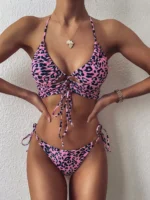 Tier Bikini Push Up Bademode Frauen Leopard Weiblich Bandage Sexy Bademode Frauen Monokini Halter Backless Badeanzug – Bild 5