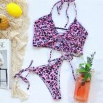 Tier Bikini Push Up Bademode Frauen Leopard Weiblich Bandage Sexy Bademode Frauen Monokini Halter Backless Badeanzug – Bild 6