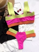 frauen Badeanzüge Sexy Bademode Patchwork Bikini 2020 Frau Push up Biquini Neon Bikinis Badeanzug Badeanzüge – Bild 4