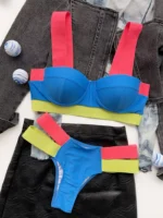 frauen Badeanzüge Sexy Bademode Patchwork Bikini 2020 Frau Push up Biquini Neon Bikinis Badeanzug Badeanzüge – Bild 5