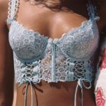 2-tlg. Spitze BH Set Frauen Spaghetti Strap Top Underiwre + Panty Unterwäsche Set Weiß Sexy Dessous Set – Bild 5