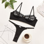 2-stück Dot BH Set Frauen Tranparent Mesh BH Bügellos + Panty Unterwäsche Set 7 Farben Sexy Dessous set – Bild 2
