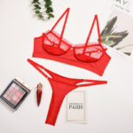 2-stück Dot BH Set Frauen Tranparent Mesh BH Bügellos + Panty Unterwäsche Set 7 Farben Sexy Dessous set – Bild 4