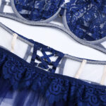 3-tlg. Spitze BH Set Sexy Luxus Dessous Set Frauen Mesh Patchwork Vintage Strumpfband Kurze Unterwäsche Set – Bild 5