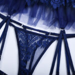 3-tlg. Spitze BH Set Sexy Luxus Dessous Set Frauen Mesh Patchwork Vintage Strumpfband Kurze Unterwäsche Set – Bild 6