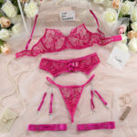 Exotisches 3-teiliges Dessous-Set mit Stickerei und ultradünnen Schalen in 4 Farben – Bild 5