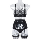 Exotisches 3-teiliges Dessous Set für Frauen: BH, Strumpfband, Stumpfhalter, Gürtel und Slip – Bild 6