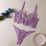 Floral Stickerei Dessous Set Frauen 2-tlg. Transparent Phantasie Sexy Erotik Set Schwarz Kurze Kit Clubwear – Bild 6