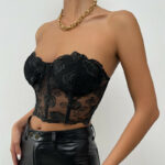 Liebsten Crop Top Frauen Floral Backless Top Damen Schwarz Sexy Top Streetwear – Bild 3