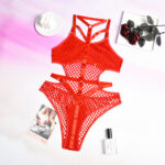 Verführerischer Mesh Body mit Cut-Out-Design und Halter-Bandage für Damen in 3 Farben – Bild 6