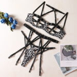 Leopard Fetisch Dessous Push-Up BH Sexy Outfit Nackt Frauen Ohne Censorship Unterwäsche Erotische Delicate Bilizna Set – Bild 6