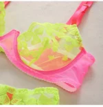Sinnlich & verführerisch: Neon Spitze Dessous Set mit Herz-Stickerei und Strumpfbändern – Bild 6