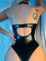 Netzs Body Erotische Latex Fetisch Body Sissy Transparent BH Halter Sexy Kostüm Fitness Teddy Top – Bild 3