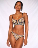 Phantasie Dessous Floral Sexy Unterwäsche Luxus Spitze Tiefe-V BH Set Frauen 2 tlg. Transparent Sheer Bilizna Set von Sex – Bild 3