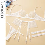 Sinnliche Floral Stickerei Dessous in Weiß und Nackt - Erotische Sets ohne Censorship