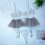 Sexy Dessous Mesh Patchwork Phantasie Unterwäsche Rüschen Strumpfbänder Zarte Luxus Kurze Set Durchsichtig Sinnliche Erotische Sets – Bild 4