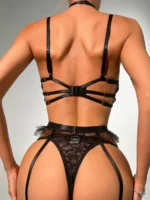 Sexy Dessous Phantasie Unterwäsche 3-tlg. Luxus Kobalt Kissy BH Mit Kette" – Bild 6