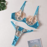2-tlg. Kontrast Farben Spitze Dessous Set - Sexy und Transparent - 4 Farben - Kurze Kit – Bild 6