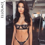 Sexy frauen Unterwäsche Dessous Durchsichtig BH Low Cup Spitze Unterwäsche Set Sexy Dessous Set BH Und Panty set – Bild 4