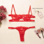 Sexy frauen Unterwäsche Dessous Durchsichtig BH Low Cup Spitze Unterwäsche Set Sexy Dessous Set BH Und Panty set – Bild 6