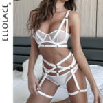 Sheer Spitze Dessous Verband Transparent Erotische Unterwäsche 3-tlg. Bilizna Set Bügel BH Strumpfbänder Briefs Sexy Intime