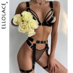 Sinnliche Spitze Dessous Set 5-tlg. mit Strumpfbänder