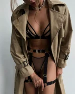 Sinnliche Spitze Dessous Set 5-tlg. mit Strumpfbänder – Bild 4