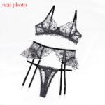 Sinnliche Hochzeit Dessous Set: Transparenter BH, Rüschen-Unterwäsche & Luxus Spitze - 3-tlg. für intime Momente – Bild 2