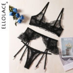 Sinnliche Hochzeit Dessous Set: Transparenter BH, Rüschen-Unterwäsche & Luxus Spitze - 3-tlg. für intime Momente