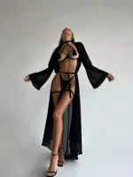 Sinnliche Quaste Fetisch Dessous Durchsichtig Offenen BH Bilizna Set Hot Sexy Intimate Nackt Ouvert Höschen Exotische Sets – Bild 4