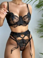 Transparent Dessous Sexy 3-tlg. Sensual Spitze Erotische Kostüme Durchsichtig Heißen Intimen Waren Sissy Bilizna Set – Bild 2