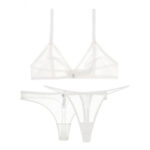 3-piece tiefem V 1bra + 2 tanga spitze unterwäsche transparent ungefüttert weiche bh set – Bild 2