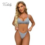 Frauen Nahtlose Unterwäsche Set Wirefree Backless BH Baumwolle Sexy Tanga Dünnen Riemen G-strings Aktive Sport Set – Bild 2