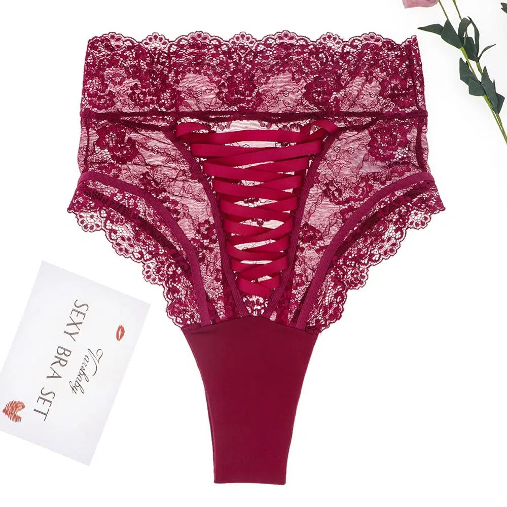 Frauen Sexy High-rise Floral Spitze Thong Front Hohl G Strings Damen Unterhose Vertrauten Dessous – Bild 3