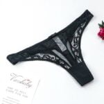 Sexy Hohl-Out Spitze Low-Rise Thongs Atmungsaktive Unterwäsche S M L XL 2XL Weihnachten Rot Und schwarz Höschen – Bild 4
