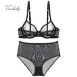 Sexy Transparent Unterwäsche Transparent High-Taille Slips Garn BH Und Panty plus größe Set