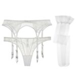 frauen Sexy Rot Und Schwarz Spitze Bogen Unterwäsche 3 Teile/Sete Strumpfbänder + Thongs + Strümpfe Für Dame – Bild 2