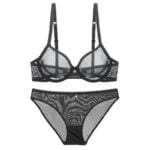 Verführerisches 3-teiliges Dessous-Set für Damen | Transparente Spitze & ungefütterter Push-up BH | Sexy Unterwäsche inkl. String – Bild 3