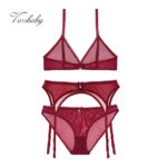 sexy garn transparent tiefen V bügellosedessous nahtlose komfortable bh + panty + strumpfband 3 stücke bh set