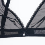 sexy garn transparent tiefen V bügellosedessous nahtlose komfortable bh + panty + strumpfband 3 stücke bh set – Bild 6