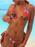 Sexy Leopard Halter Kristall Bikini | Frauen Badeanzug | Weibliche Brasilianische Bademode – Bild 2