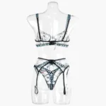 Ello lace Fairy Dessous sexy Spitze Blumen transparente Unterwäsche 3-teilige zarte intime durchsichtige BH Tangas Outfits – Bild 16