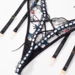 Ello lace Fairy Dessous sexy Spitze Blumen transparente Unterwäsche 3-teilige zarte intime durchsichtige BH Tangas Outfits – Bild 13