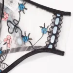 Ello lace Fairy Dessous sexy Spitze Blumen transparente Unterwäsche 3-teilige zarte intime durchsichtige BH Tangas Outfits – Bild 11