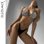 Ello lace Strass Luxus Dessous Glitter Erotik Sets Neck holder BH intime funkelnde Outfit sinnliche bilizna schöne Unterwäsche