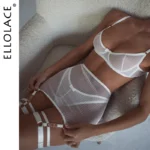 Ellolace gerippte Dessous erotische transparente BH Phantasie Unterwäsche durch Strumpfband Riemen Spitze erotische sexy Outfits intim sehen